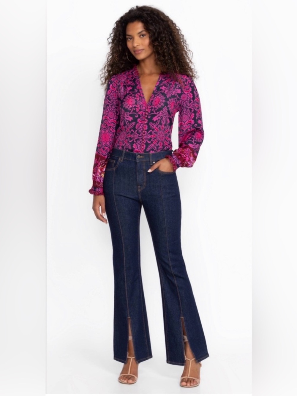 Johnny Was Front Slit Back Embroidery Jeans W/Flare *See Measurements $248 - Picture 2 of 11